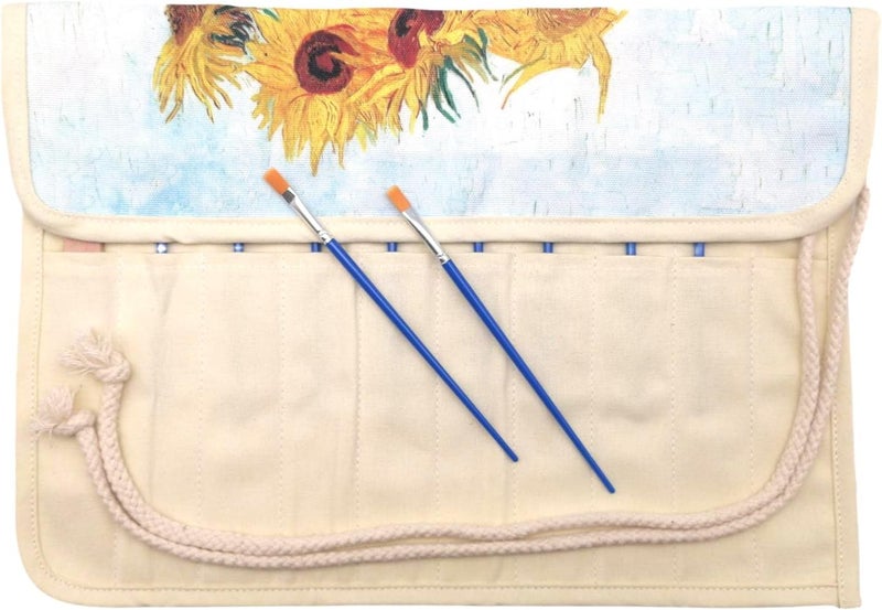 Funny live Paint Brush Holder Art Supplies, Artist Paint Brush & Storage Organizer Roll-Up Case Bag, Protect Acrylic Oil Watercolor Paintbrushes (Sunflower 20 Slot Pockets) - Image 4